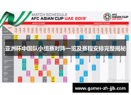 亚洲杯中国队小组赛对阵一览及赛程安排完整揭秘